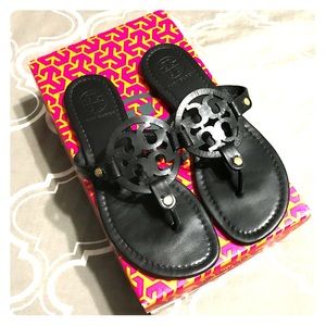 Authentic Black Tory Burch Miller Sandals 6.5